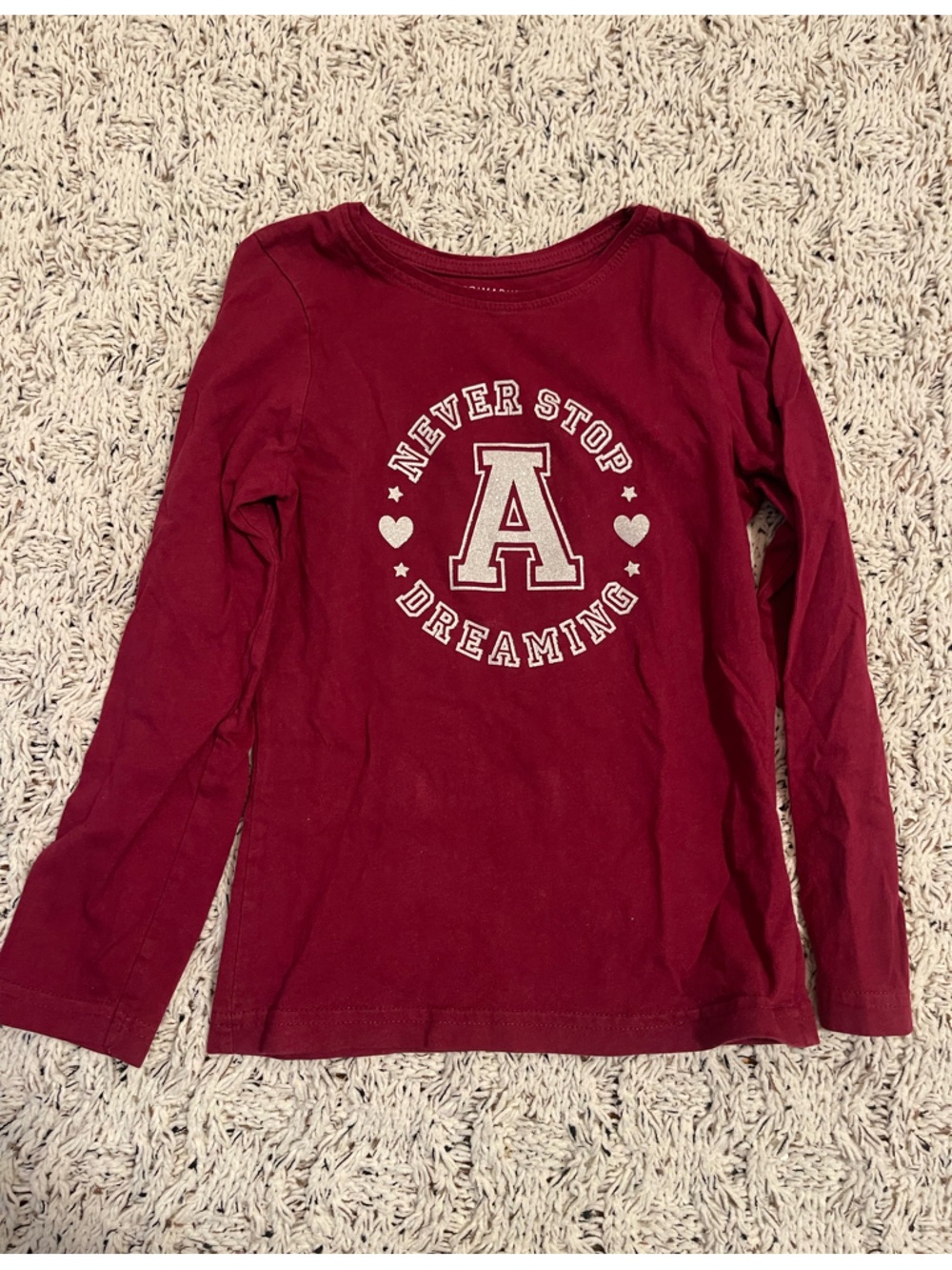 Primark Burgundy Long Sleeve Tee with White Graphic